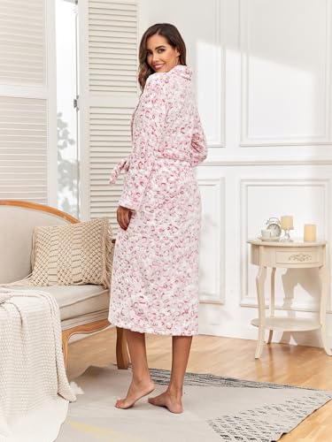 Image of RONGTAI Womens Bathrobe Ladies Fleece Plush Warm Long Robes Fleece Nightgown Sleepwear
