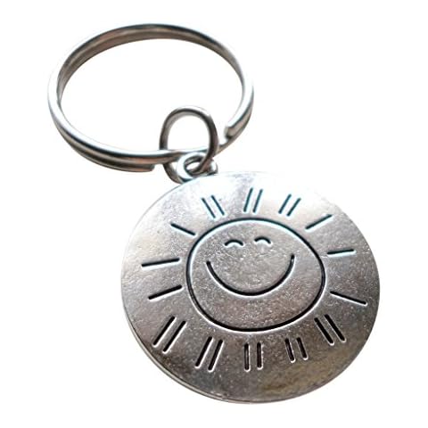 JewelryEveryday You Are My Sunshine Keychain, Saying Keychain with Sun Face on Backside Cover