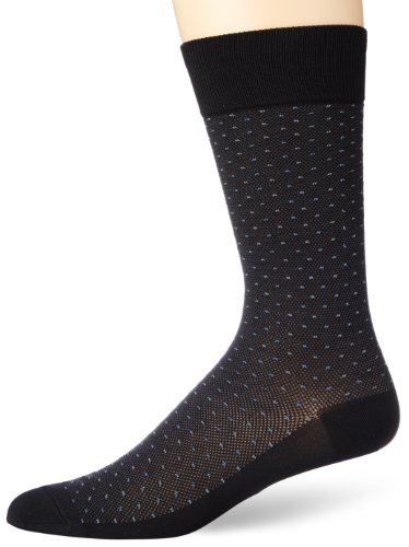 Perry Ellis Men's All Over Pin Dot Microfiber Luxury Dress Sock, Black, Sock Size:10-13/Shoe Size: 6-12
