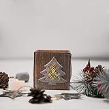 APAC Weihnachts-Laterne aus Holz mit Glas-Kerzenhalter, Weihnachtsdekoration, Christmas Tree, 8 cm