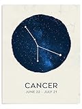 Cancer Constellation Art - Mystic Zodiac Wall Decor - Astrology Gifts for Living Room, Bedroom - 11x14 Unframed Print