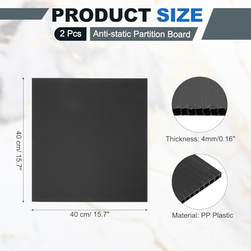 QUARKZMAN 2 Stk Wellpappe Kunststoffplatte 4mm Schwarze Wellpappe Kunststoffplatten 16 x 16 Zoll Leere Wasserdichte Hofschilder Für DIY Basteln Wegweiser Partydekoration