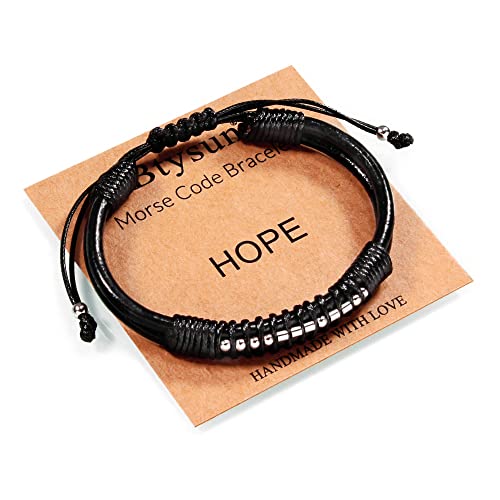 Inspirational Gifts for Men Morse Code Bracelets Mens Bracelets Graduation Gifts for Him Fathers Day Adjustable Leather Bracelet Motivational Birthday Annivesary Jewelry Stocking Stuffers for Men