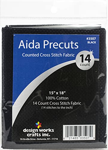 Image of 14 Count Aida Fabric Pre-Cut for Counted Cross Stitch - Black