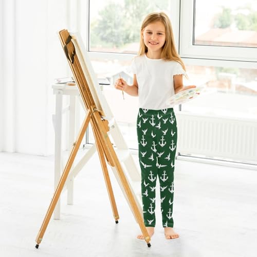 ALAZA Girls' Leggings Children's Yoga Pants Skinny Printed Dance Sea Gull Green Bird Comfortable 4T4