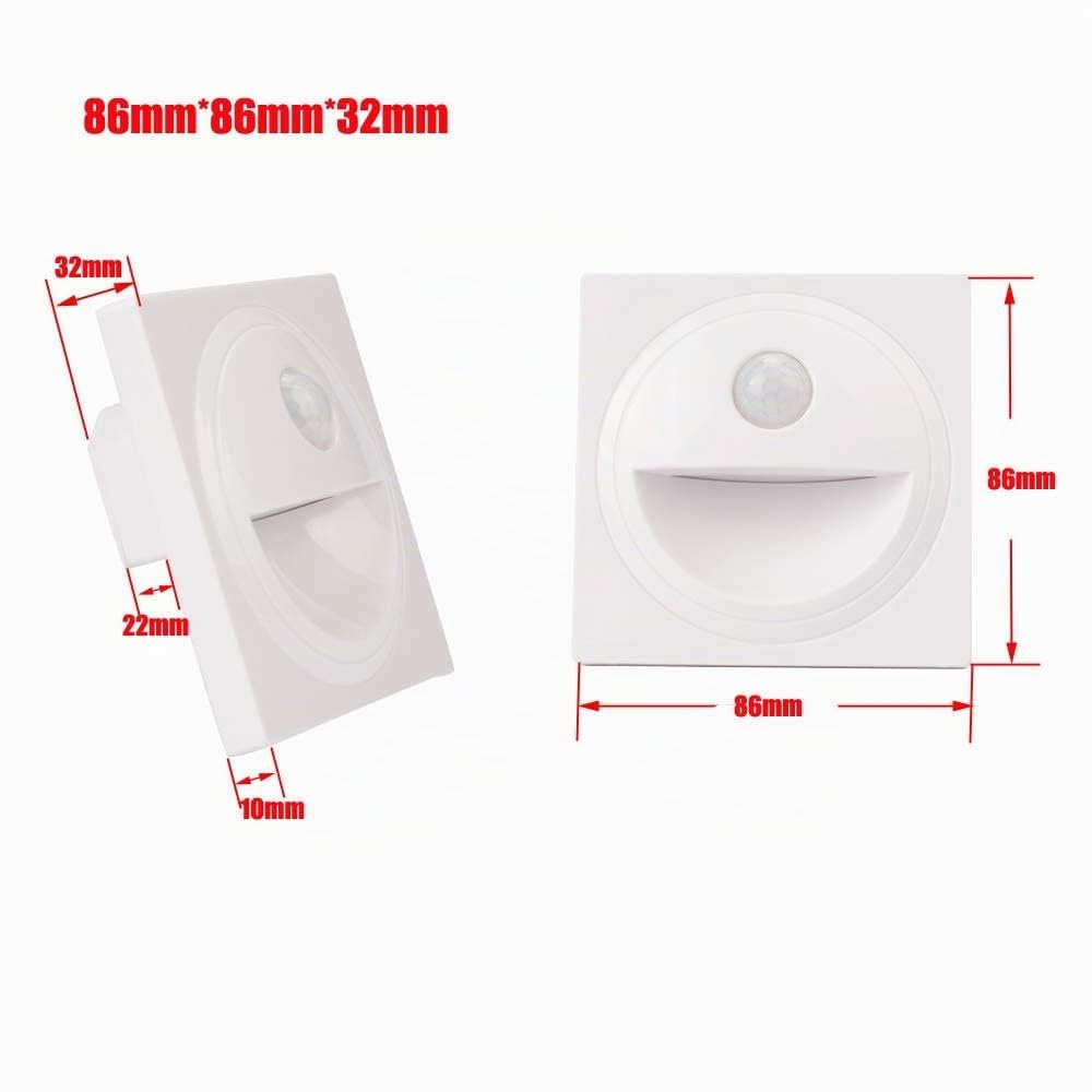Arotelicht Arote LED Applique Encastré Murale d'escalier éclairage étape escalier lampe avec Détecteur de Mouvement en Plastique IP20 (Blanc, 3000K)