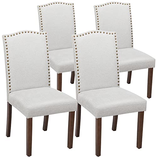 Olixis Dining Chairs Set Of 4, Living Room Chairs, Dining Room Chairs, Upholstered Fabric Dining Chairs, Parsons Chairs With Nailhead Trim And Wood Legs, Modern Armless Kitchen Side Chair, Grey #TOP13
