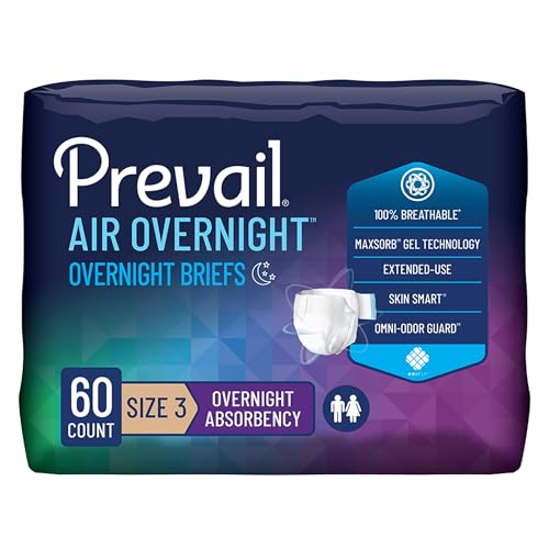 Sleep Through the Night: 9 Best Overnight Incontinence Underwear Heavy Absorbency 8 Prevail Air Overnight Adult Incontinence Brief Size 3 / X-Large Heavy Absorbency Overnight, NGX-014, Overnight, 60 Ct