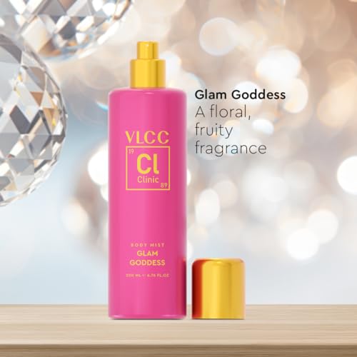 Image of VLCC Clinic Body Mist inchGlam Goddess inch - 200ml | Fresh, Fruity, Floral Fragrance | Long Lasting Body Mist | Long Lasting Fragrance | Symbol of Confidence | Paraben Free