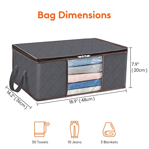 Image of Lifewit 35L Clothes Storage Bags with Clear Window, Foldable Underbed Clothes Covers, Organisers for Clothing, Bedding, Sweaters Protection, 10 Pack, Grey