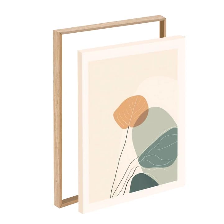 40 x 60cm Canvas Frame, 0.8'' Deep Aluminum DIY Floating Frame with Adjustable Spacers, No Drill Mounting Painting Frame for Picture Art (Wood Grain, 40 * 60cm)