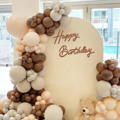 Image of TONIFUL Happy Birthday Sign for Backdrop - Glitter Brown Felt Banner - Includes Dot Glue - Perfect for Birthday Party Backdrop,Wall Decr,Balloon Arch,Photo Background