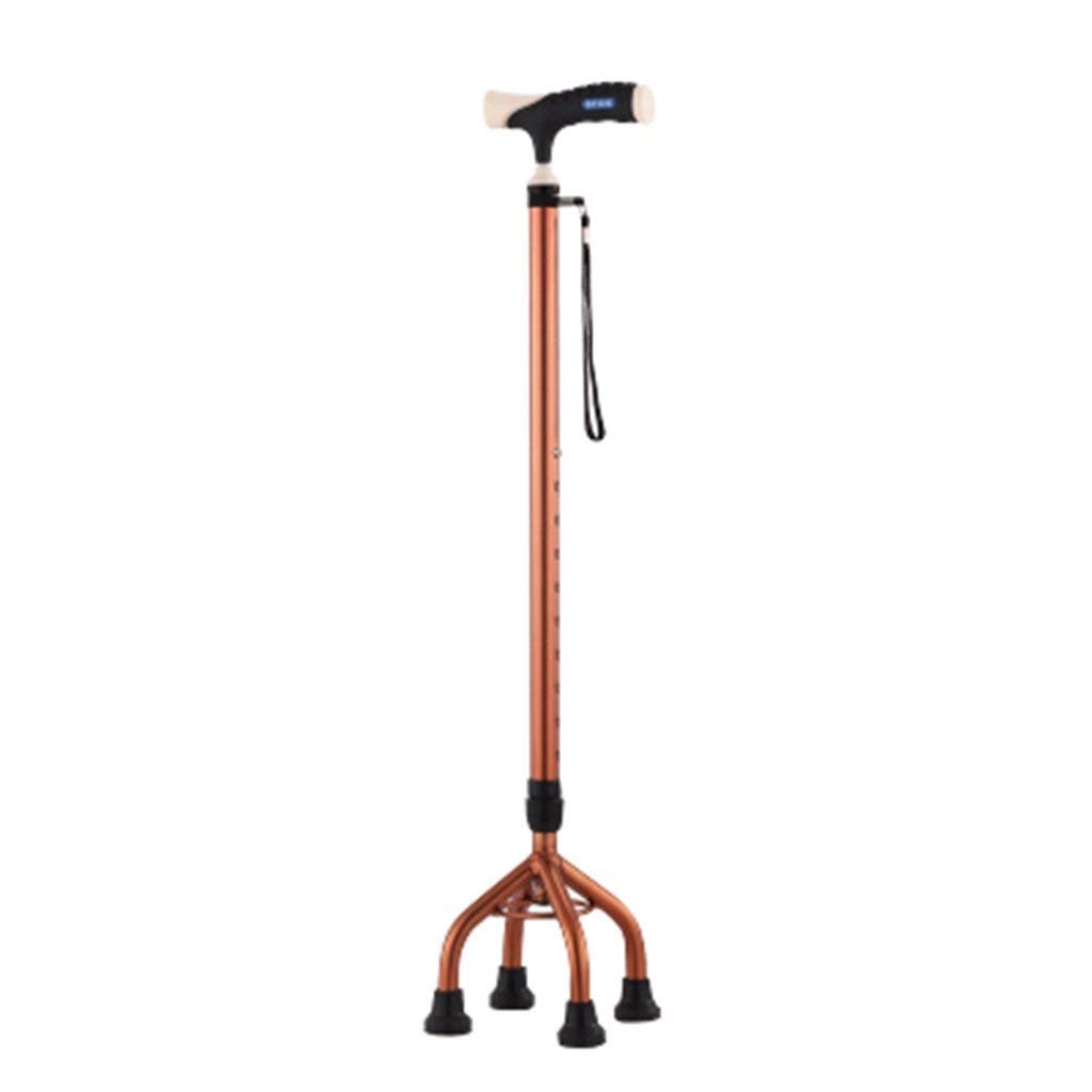 Soporte para bastón para Caminar, muleta, Cesta para Andador para Ancianos, teleestable, Antideslizante, Ligero, Altura Ajustable con 4 pies, Bastones Marrones para Hombres o W