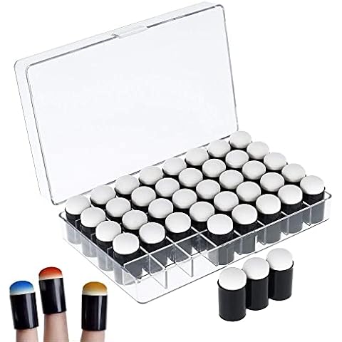 40pcs Finger Painting Sponges with Storage Box, Not Absorb Ink Paint Ink Pads Flexible and Comfortable Stamping Brush for Handmade DIY Craft Scrapbooking Painting Painting Supplies Cover