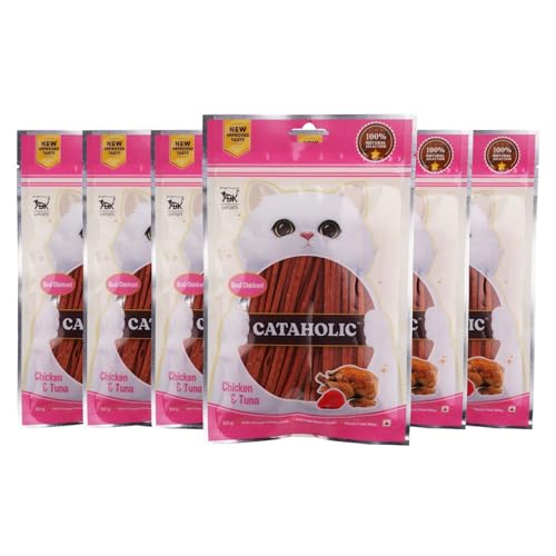 Image of Cataholic Chicken and Tuna Sliced 50g - Natural Protein-Rich Cat Treats Delicious & Nutritious Made with Real Chicken & Tuna (Pack of 6)