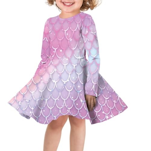 Girls Long Sleeves Dress Casual A Line Swing Ruffle Playwear Dress for Party Trip Daily Size XS-3XL3