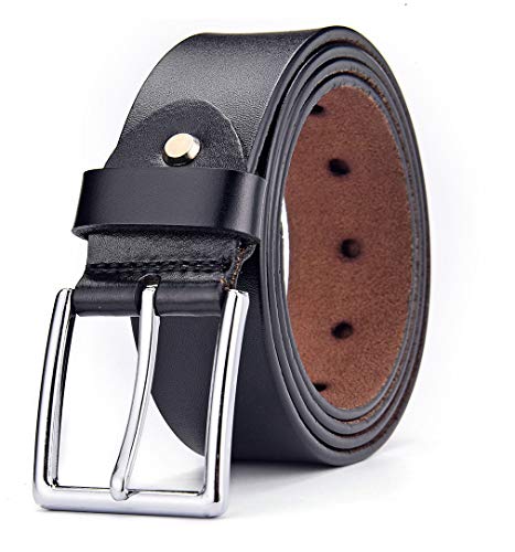 Kertz Mens Genuine Leather Belt Belts BX96 Buckle Size Black Brown for Jeans Dress