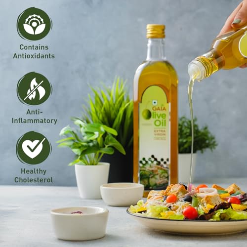 Image of GAIA Extra Virgin Olive Oil,250Ml Bottle Heart Healthy Superfood,Natural &Cold Extracted Olive Oil Ideal For Drizzling On Salads&Sauteed Vegetables Packed With Anti-Aging Benefits & Improved Digestion