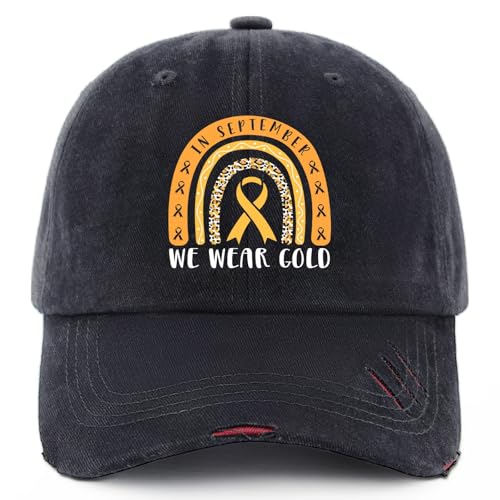 We Wear Gold in September Childhoods Cancer Hat for Dad Soft Washed Distressed