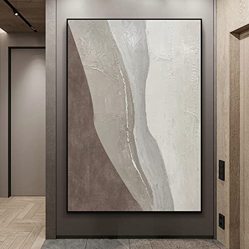Peinture à l’huile peinte à la main grand format blanc minimaliste pour salon