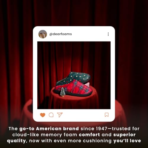 Dearfoams Women's Indoor/Outdoor Memory Foam Darcy Microfiber Velour Clog, Wide Widths Slipper, Green Trees, 7-84