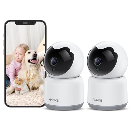 ANNKE 2PCS Crater 2-2K WiFi Pan Tilt Smart Security Camera, 3MP Baby/Pet Monitor, Indoor IP Camera 360-degree with Two-Way Audio, Human Motion...