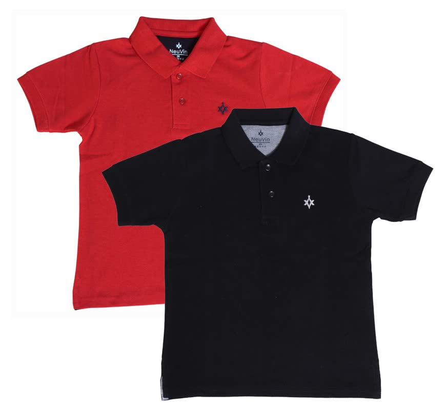Image of Kids Polo T-Shirt for Boys - Cotton Matty Fabric, Comfortable Fit, Stylish Everyday Wear(Pack of 2)