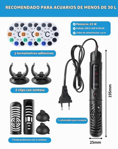 Miniatura 5 de Laoye Calentador Acuario 50w Calentador Tortuguera Calentador Pecera Calentador De Acuario Calentador Tortugas De Agua De Temperatura Ajustable Con Ventosa - Para Pecera Y Tortugas De 60l 20-34 C