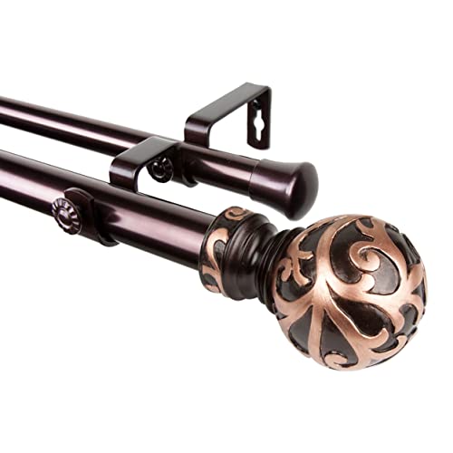 Rod Desyne 1" Cypress Double Curtain Rod, 48-84 inch, Bronze
