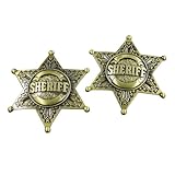 2 Pack Sheriff Badge, Metal Sheriff Badge for Kids Girls and Adult, Western Police Vest Pin, Cowboy Party Decoration School Carnival Prizes, Party Bag Gift Fillers