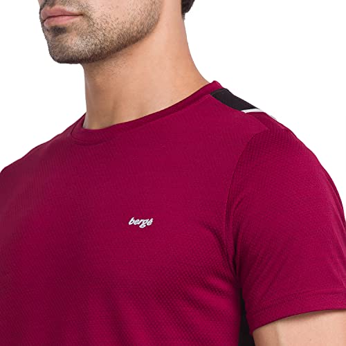 Image of berge' Men's Jacquard Polyester Dry Fit Textured Western Shirts & Tshirts for Men, Quick Drying & Breathable Fabric, Gym Wear Tees & Workout Tops|Half Sleeve T-Shirt|Running Tshirts for Men