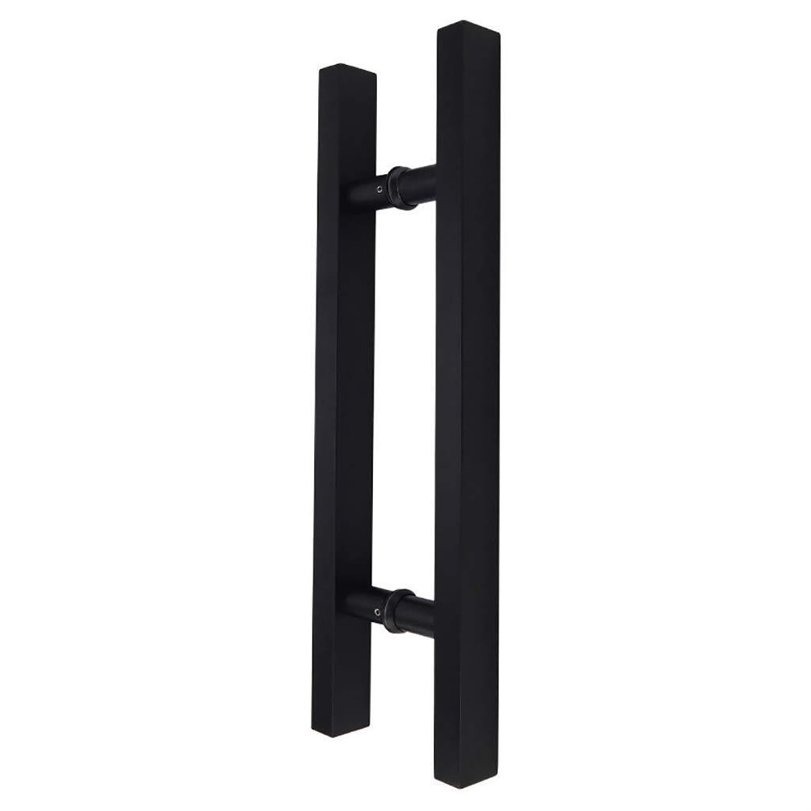 Poignée de porte carrée noire en acier inoxydable au design architectural épuré