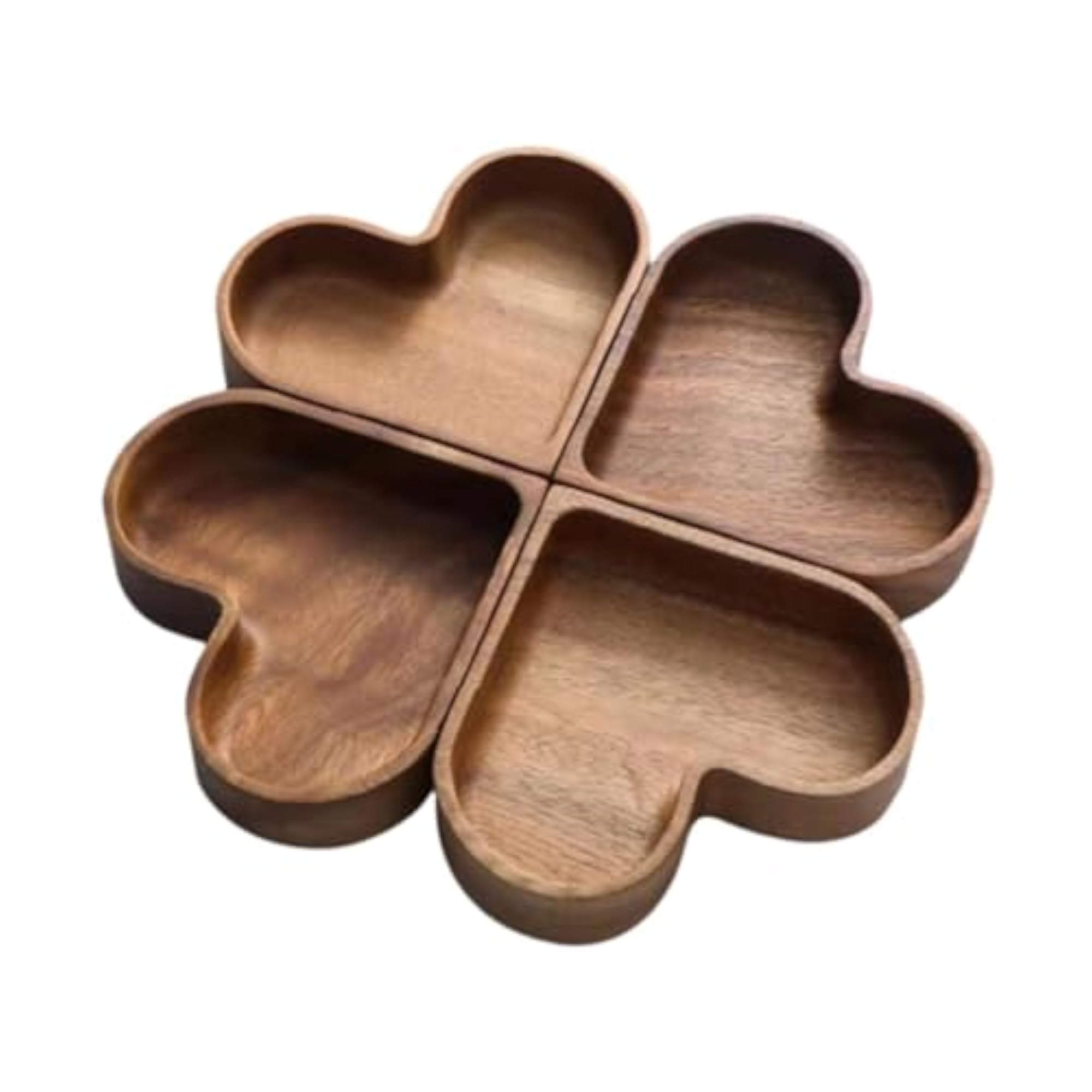 4Pcs Heart Shaped Serving Tray Wood Bowl Set