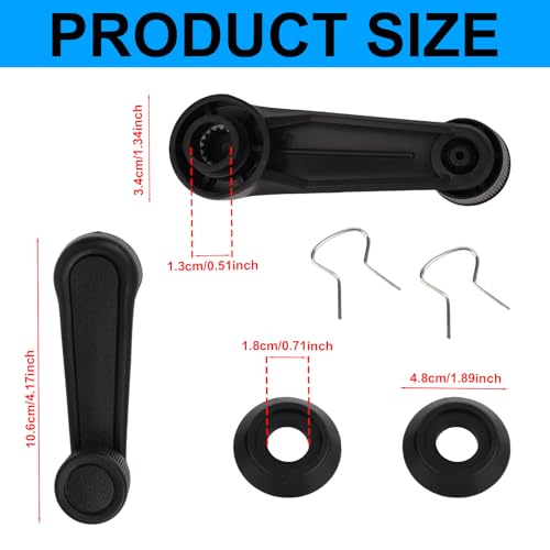 Image of lasuroa 2pcs Manual Window Handle Car, Driver & Passenger Side Replacement Crank Handles Parts Accessories for 1992-1998 Geo Tracker Suzuki (Black)