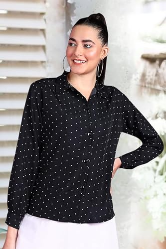 Image of POPWINGS Women Casual Sky Blue Floral Printed Shirt | Collar Button Shirt | Full Sleeve Shirt | Trendy Shirt | Regular Casual Shirt