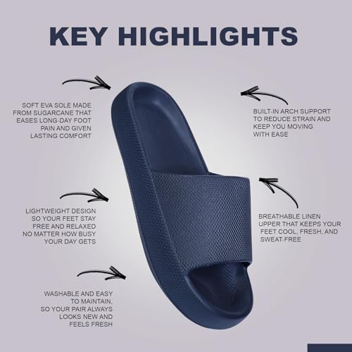 Image of Comfortable Cushioned Sole Arch Support Sliders | Durable Lightweight Flexible Style | Casual Flats Footwear Man | Ultra Soft Sliders for Adult | Stylish & Anti-Skid