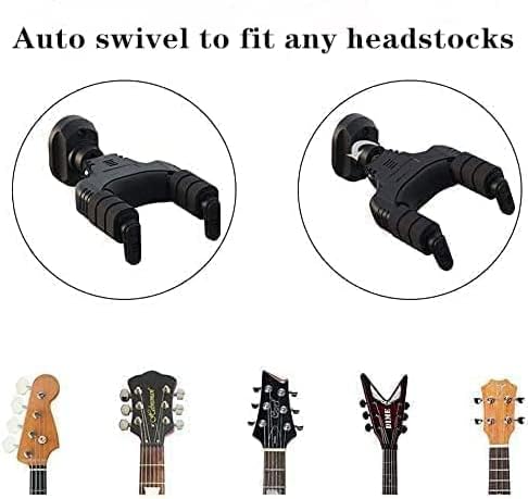 AUPHY Guitar Wall Mount 2 Pack, Guitar Hanger, Guitar Wall Hanger, Guitar Holder Auto Lock for Electric Acoustic Guitars Ukulele Bass
