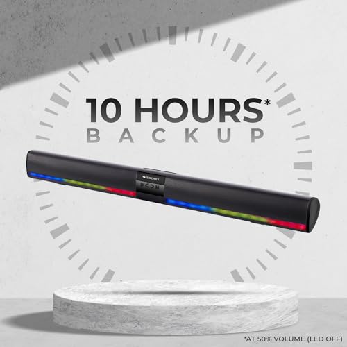 Image of Zebronics Ace Plus Wireless Soundbar with 30W Output, Dual Passive Radiator, RGB Lights,Built-in Rechargeable Battery, Bluetooth 5.1,Coaxial Input, AUX, FM Radio, USB, mSD, TWS Function