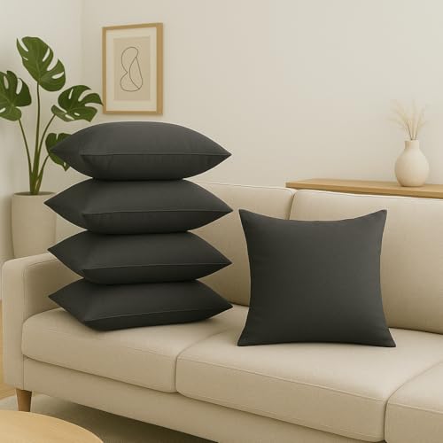 Image of Premium Polyester Fiber Cushion Fillers - Pack of 5 Pcs | 22 x 22 Inches | Dark Grey| Cushions, Sofa Pillow, Cushion for Sofa, Cushion for Bed, Decorative Pillow, Pillow for Support