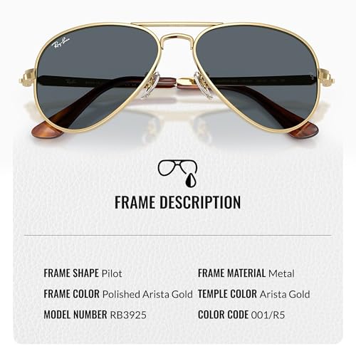 Image of Ray-Ban RB3925 AVIATOR MAX Pilot Shaped Sunglasses for Men & Women with Official RAYBAN Eyewear Kit - Classic Timeless Design