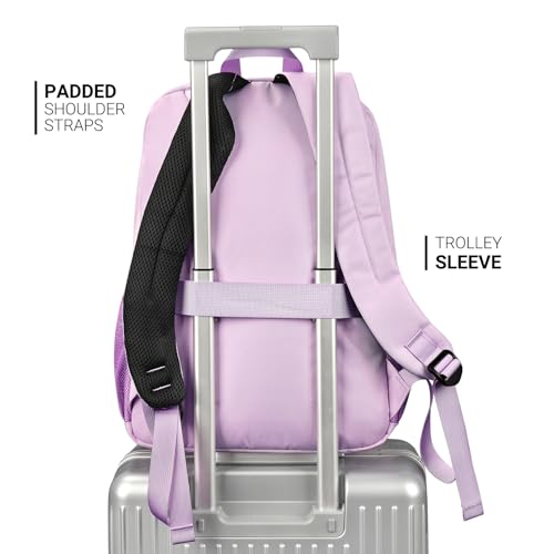 Image of ZORFIN 26L Backpack for College, and Travel: Water Resistant Bookbag - Light Purple