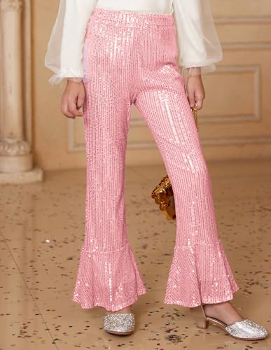 Image of GRACE KARIN Girls Sequin Pants Sparke Trouser Glitter Dance Bell Bottoms 5-14
