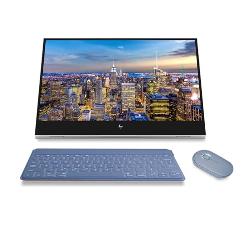 Image of HP EliteDisplay E14 G4 FHD (1920 x 1080) Portable Monitor Travel Variation with 2 USB Type-C, Keys to Go Keyboard, Pebble Bluetooth Mouse Compatible with iPhone, iPad & MacBook