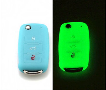 9 Moon Silicone Luminous Remote Flip Key Protecting Key Case Cover Fob Holder 3 Buttons For Vw Volkswagen,Blue #TOP5