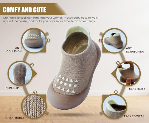 Image of Baby Sock Shoes Boys Girls First Walking Shoes Non-Slip Slippers Soft Sole Sneakers Toddler Infant Babygirl