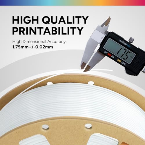Image of OVERTURE High Speed PLA Filament 1.75mm, Neatly Wound 3D Printer Filament 1kg Spool (2.2lbs) Rapid PLA, Dimensional Accuracy + /- 0.02 mm, Fit Most FDM 3D Printers (Cold White)