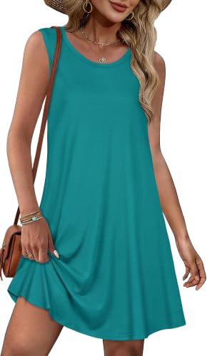 Image of Summer Dresses for Women Beach Boho Sleeveless Vintage Floral Flowy Pocket Tshirt Tank Sundresses 2026