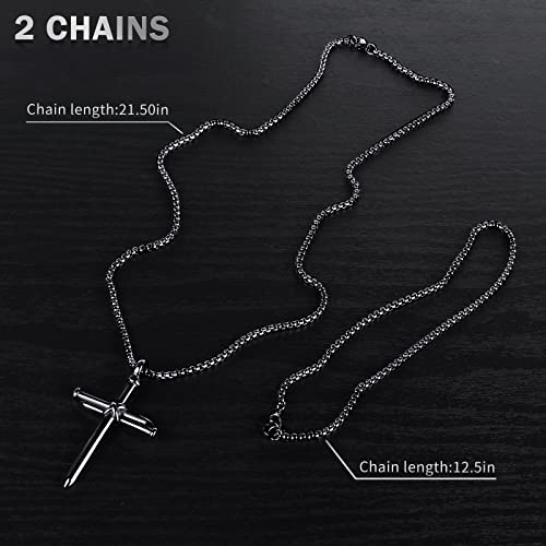 Isaiah 41:7 Nail Cross for Car Rearview Mirror Hanging Accessories Pendant Necklace For Men Women Car Charm Hanging Ornament Decor Christian Religious Cross Pendant (Black)4