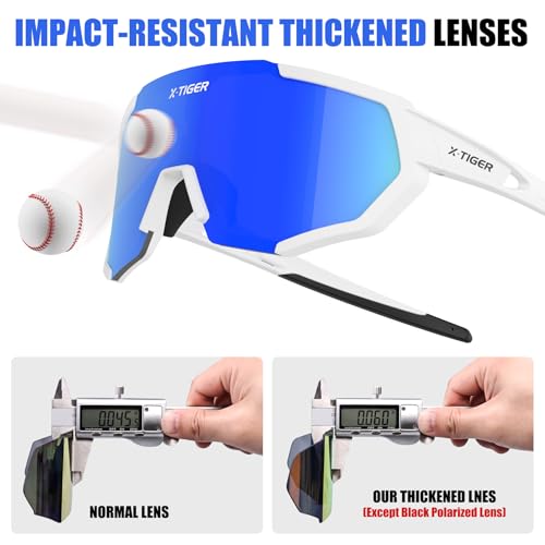 Image of X-TIGER Polarized Sports Sunglasses with 5 Interchangeable Lenses,Mens Womens Cycling Bike Glasses,Baseball Running Fishing