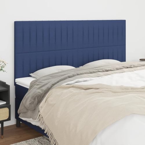 Brokky Têtes de lit 4 pcs Bleu 90x5x78/88 cm Tissu,Tete de lit capitonnée,tête de lit à Poser au Sol
